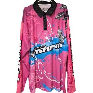 Dezigna  Long Sleeve Fishing Shirt Pink Blue Graphic Unisex 4XL